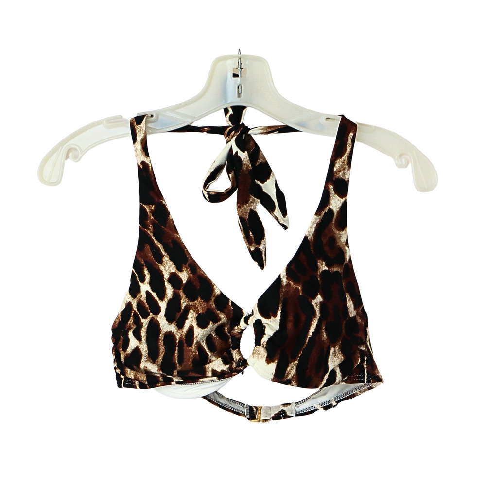 VINCE CAMUTO Animal Print Bikini Top - Brown Multi - S